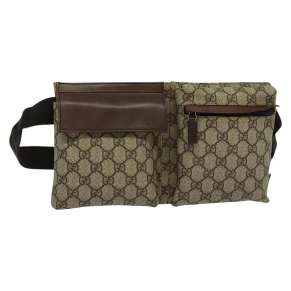 GUCCI GG Supreme Waist bag PVC Beige Silver - Picture 2 of 16